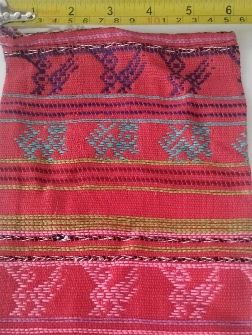 Handwoven Red & Pink Ethnic Zip Pouch